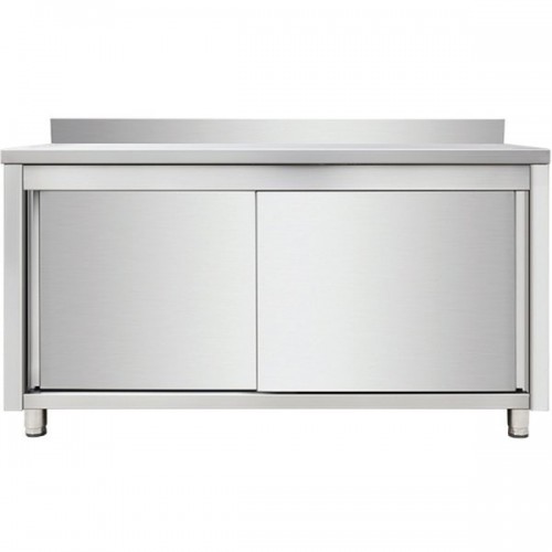 Commercial Worktop Floor Cupboard Sliding doors Stainless steel Width 1400mm Depth 600mm Upstand | DA-THASR146A