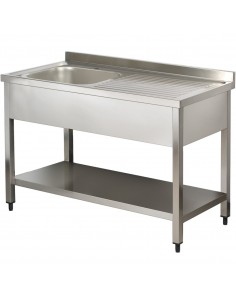 Commercial Sink Stainless steel 1 bowl Left Bottom shelf Splashback 1000mm Depth 600mm | DA-VS106LBS