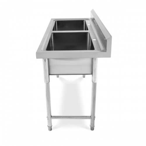Commercial Sink Stainless Steel 2 Bowls Splashback 1200mm Depth 600mm | DA-HJS1202