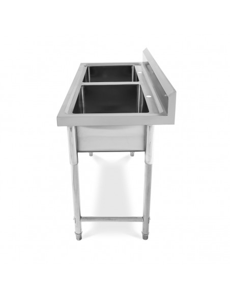 Commercial Sink Stainless Steel 2 Bowls Splashback 1200mm Depth 600mm | DA-HJS1202