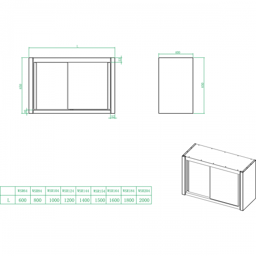Wall cabinet Open Stainless steel Width 1400mm Depth 400mm | DA-THWOR144