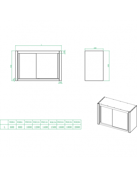 Wall cabinet Open Stainless steel Width 1400mm Depth 400mm | DA-THWOR144