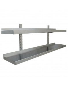 Wall shelf 2 levels 2000x400mm Stainless steel | DA-VWS2042