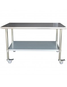 Commercial Mobile Work Table Stainless Steel Bottom Shelf 600x600x900mm | DA-WTG600X600C