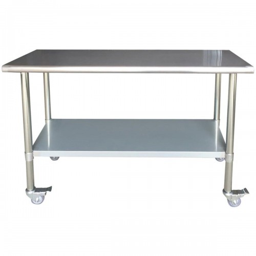 Commercial Mobile Work Table Stainless Steel Bottom Shelf 600x600x900mm | DA-WTG600X600C