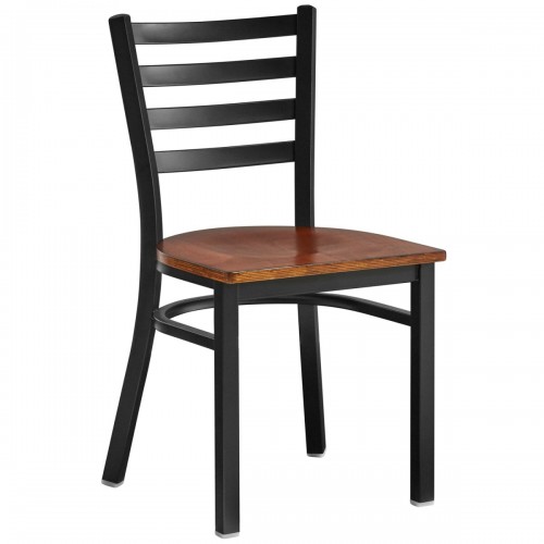 Black Steel Chair with Walnut Wood Seat &amp Black Back | DA-GS694WALNUTSEATBLACKBACK