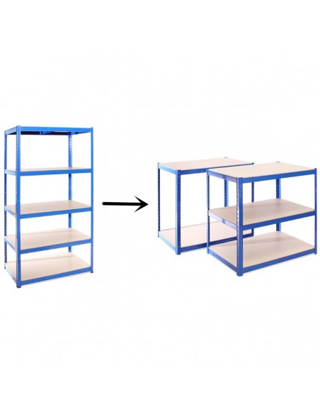 Industrial Shelving Unit Medium duty 900x400x1800mm 5 shelves 175 kg/shelf Powder coated steel | DA-P9040