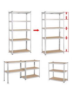 Garage Shelving Unit Medium duty 900x300x1800mm 5 shelves 175 kg/shelf Galvanized steel | DA-G9030 2