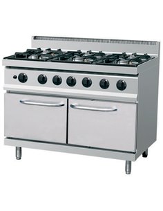 Professional Gas cooker on Cabinet base 6 burners 30kW | DA-THG7F6PW