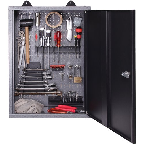 Professional Grey and Black Wall Mounted Tool Cabinet with Key 400x200x600mm | DA-TC001