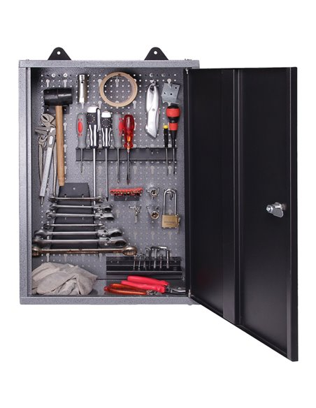 Professional Grey and Black Wall Mounted Tool Cabinet with Key 400x200x600mm | DA-TC001