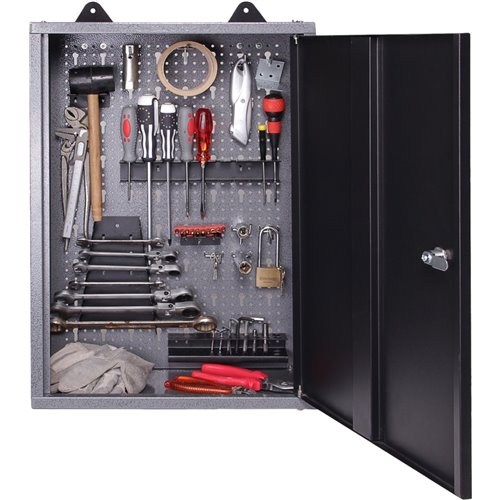 Professional Grey and Black Wall Mounted Tool Cabinet with Key 400x200x600mm | DA-TC001