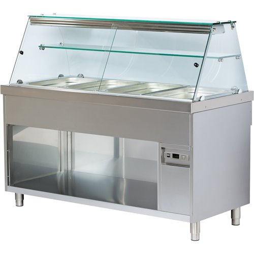 Professional Bain Marie Showcase with Open Cupboard 4xGN1/1 | DA-CBE714