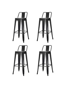 High Bar Stool Steel Black with Backrest Indoors | DA-WW62
