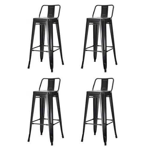 High Bar Stool Steel Black with Backrest Indoors | DA-WW62
