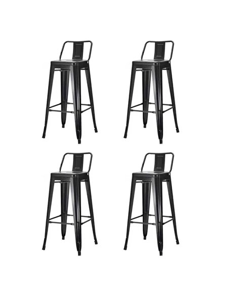 High Bar Stool Steel Black with Backrest Indoors | DA-WW62