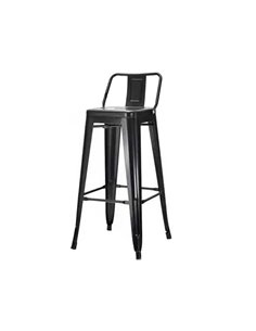 High Bar Stool Steel Black with Backrest Indoors | DA-WW62 2