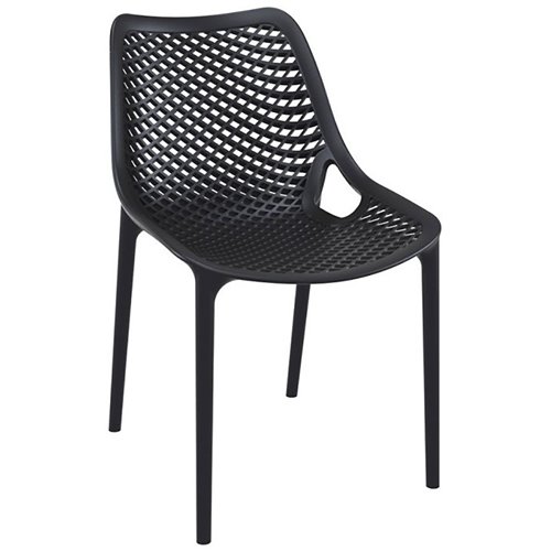 Bistro Dining Chair Plastic Black Indoors &amp Outdoors | DA-WW036BLACK
