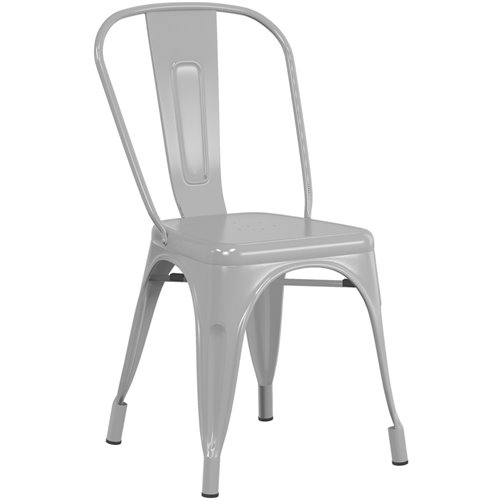 Bistro Dining Chair Wooden Seat Steel Grey Indoors | DA-WW164G