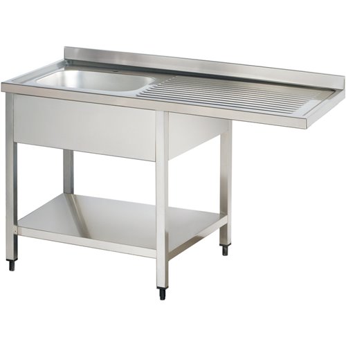 Commercial Sink for dishwashers 1 bowl Left Bottom shelf Splashback 1200mm Depth 600mm | DA-THSTR126SBL1