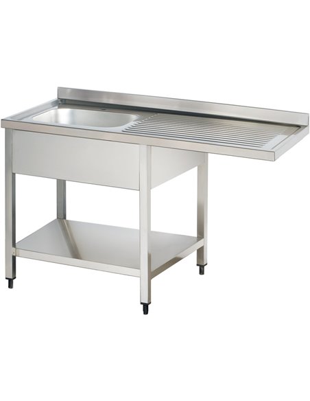 Commercial Sink for dishwashers 1 bowl Left Bottom shelf Splashback 1200mm Depth 600mm | DA-THSTR126SBL1