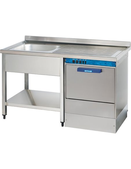 Commercial Sink for dishwashers 1 bowl Left Bottom shelf Splashback 1200mm Depth 600mm | DA-THSTR126SBL1