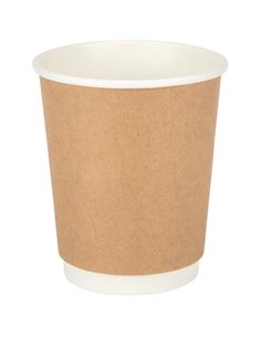 500pcs Compostable Coffee Cups Double wall 8oz/237ml Kraft | DA-DW8K