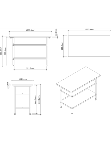 Professional Grey and Black Workshop 3 Layer Workbench with 30mm Wooden Desktop 1200x600x850mm | DA-TC006A