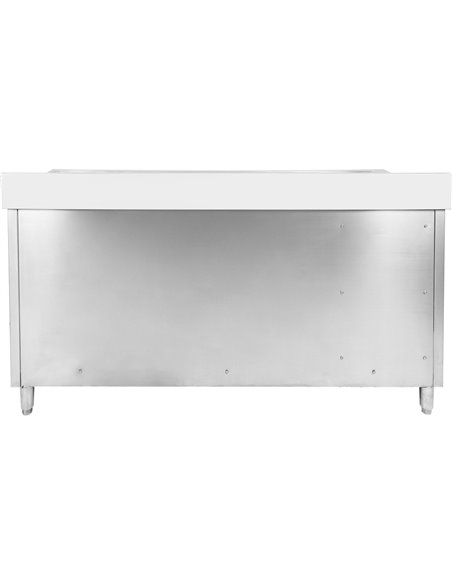 Commercial Double Sink Cupboard Stainless Steel 1800x600x900mm 2 Bowls Waste Bin Splashback | DA-DSD18602D2WBR