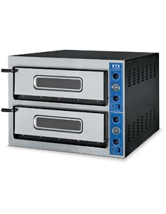 Italian Premium Electric Pizza Oven Thermometer 2 all refractory stone chambers 720x1080mm Capacity 6+6 pizzas at 14&quot 230V |