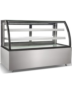 Cake counter Curved front 1800x730x1200mm 2 shelves Stainless steel base LED | DA-GN1800CF2