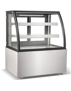 Cake counter Curved front 1000x700x1200mm 2 shelves Stainless steel base LED | DA-GN1000CF2