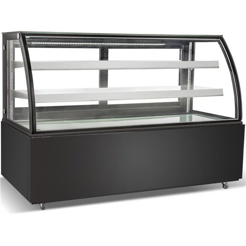 Cake counter Curved front 1800x730x1300mm 3 shelves Black base LED | DA-GN1800C3BLACK