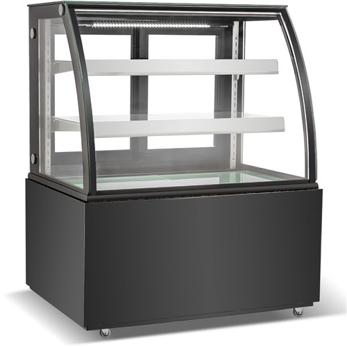 Cake counter Curved front 1200x730x1200mm 2 shelves Black base LED | DA-GN1200C2BLACK