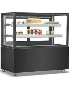 Cake counter Straight front 1200x730x1200mm 2 shelves Black base LED | DA-GN1200R2BLACK