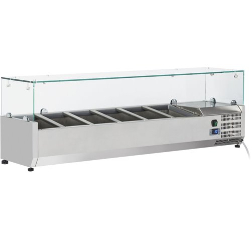 Refrigerated Servery Prep Top 1400mm 6xGN1/3 Depth 380mm Glass top | DA-GT514
