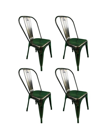 4pcs Bistro Dining Chair Steel Antique Bronze Indoors | DA-WW60BZ