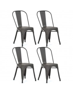 Bistro Galvanised Steel Grey Low Stool (Pack of 4) 2