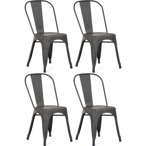 Bistro Galvanised Steel Grey Low Stool (Pack of 4)