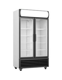 Commercial Twin Bottle cooler Upright 730 litres Fan assisted cooling Hinged glass doors Black&ampWhite | Stalwart DA-GDR444