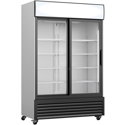 Commercial Twin Bottle cooler Upright 706 litres Fan assisted cooling Sliding glass doors Black&ampWhite | Stalwart DA-GDR555