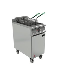 Falcon Dominator Plus Twin Basket Fryer with Filtration & Fryer Angel on Castors