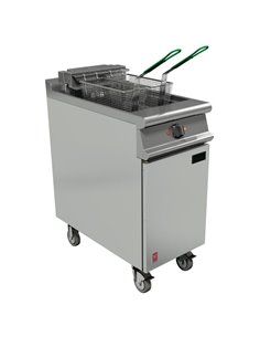 Falcon Dominator Plus Twin Basket Fryer with Fryer Angel on Castors