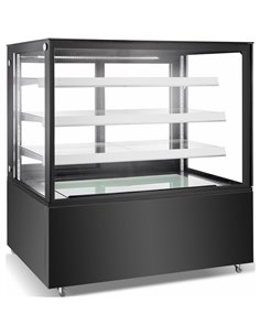 Cake counter Straight front 1000x730x1300mm 3 shelves Black base LED | Stalwart DA-GN1000R3BLACK