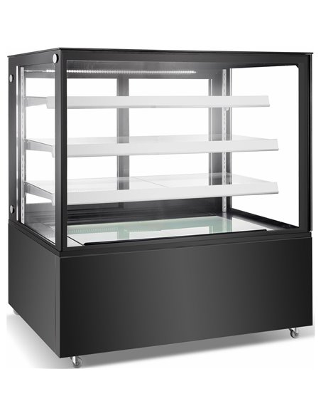 Cake counter Straight front 1000x730x1300mm 3 shelves Black base LED | Stalwart DA-GN1000R3BLACK