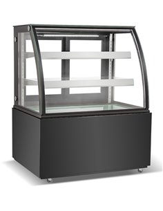 Cake counter Curved front 1200x730x1300mm 3 shelves Black base LED | Stalwart DA-GN1200C3BLACK