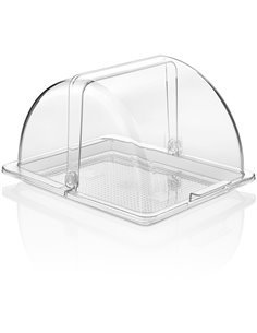 Polycarbonate Gastronorm Tray with Roll-up Dome Cover GN1/2 Depth 20mm  | Stalwart DA-GFT12-GFM12