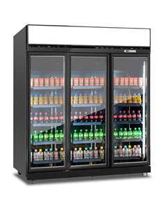 Commercial Display Refrigerator with Triple Glass door &amp Canopy 1530 litres Black | Stalwart DA-KLG1880