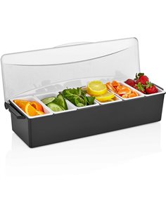 Garnish Tray / Condiment Dispenser with Lid 6 compartments | Stalwart DA-CHA001