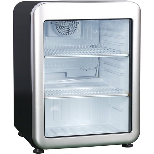 Retro Fridge Undercounter 68 litres Black/Silver Glass door A+ | Stalwart DA-XLS76BS